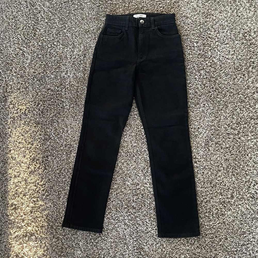 Reformation Emilia Crop Jeans Women's 24 Black High Rise Straight Leg Denim